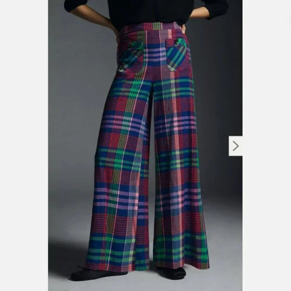 Maeve Multicolor Plaid Wide Leg Pants - Picture 4 of 15